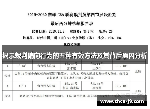 揭示裁判偏向行为的五种有效方法及其背后原因分析